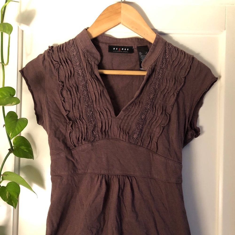 Brown V-Neck Top